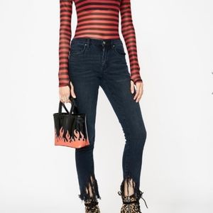 🦈 Washed Mid Rise Distressed Black Grey Charcoal Jeans 26 🧟‍♀️